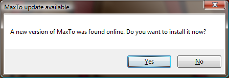 MaxTo Update Dialog Box